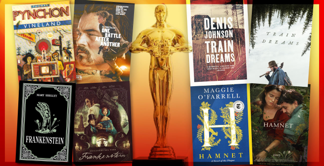 Collage of Oscar nominated films and their adapted books