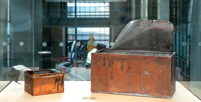 Centennial gallery with 2 copper time-capsules