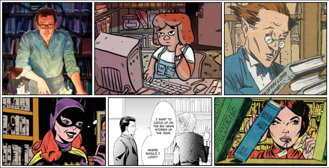 comic panel of comic librarians