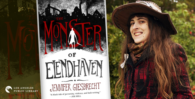 Jennifer Giesbrecht and her first book, The Monster of Elendhaven