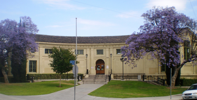 Exterior view of the Lincoln Heights Branch of the Los Angeles Public Library