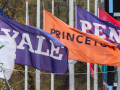 Flags of the Ivy League Universities fly over Columbia's Wien Stadium
