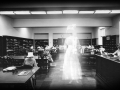 ghost lady walking through the library