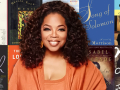Oprah and background collage of selected books from her book club