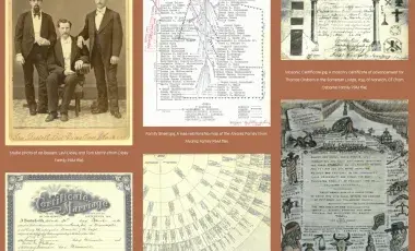 Various genealogical documents in a collage.