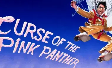 Pink Panther is jumping with a parachute