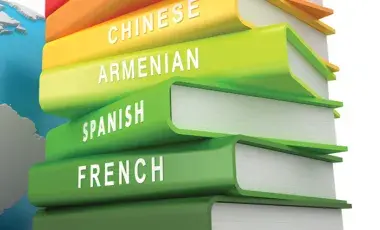 Stack of foreign language books.