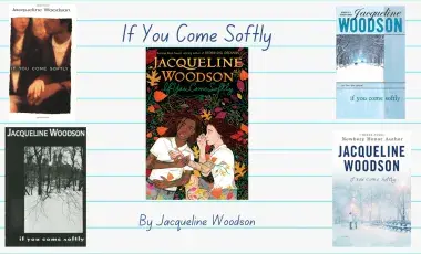 A graphic showing various versions of cover art for the book If You Come Softly by Jacqueline Woodson.