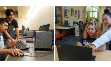 cybernaut tech expert helping library patrons