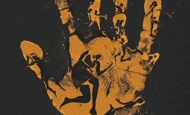 an image of a hand print in dark yellow against a black background, the words "Tales of The Grim Sleeper" in large grey letters along the bottom