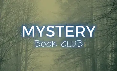 misty woods with text Mystery Book Club