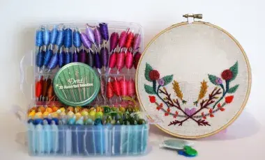 embroidery sample and supplies