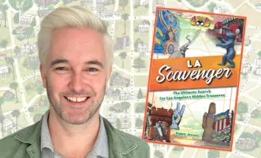 Photo of author Danny Jensen and cover of book LA Scavenger