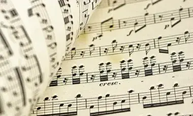 Close-up of sheet music. 