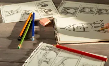 hand drawn pictures on sketch pad paper