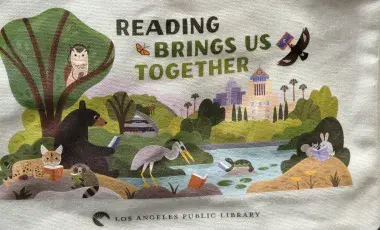 A photo of the Summer with the library totebag
