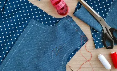 fabric and sewing pattern with scissors