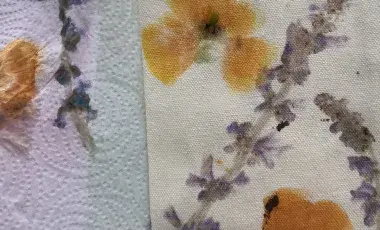 flowers stamped onto fabric
