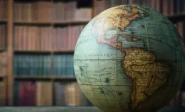 books and a globe