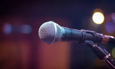microphone with light behind it