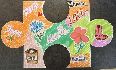 colorfully decorated jumbo size puzzle piece