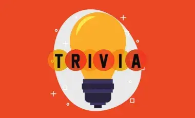 Orange background with text saying Trivia in front of a lightbulb