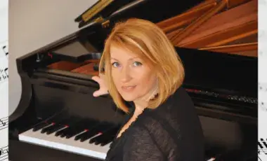portrait of marina grozdanovic sitting in front of piano