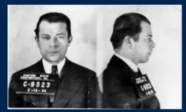 black and white mugshots of Willie Sutton