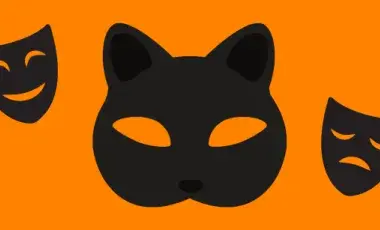 Black masks on an orange background.