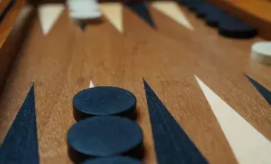 Close-up of a backgammon board