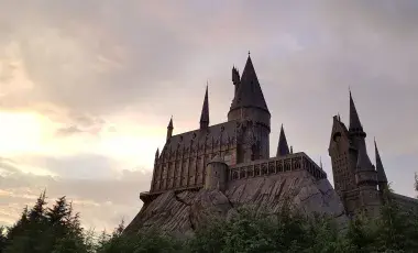 A castle against a cloudy sky.
