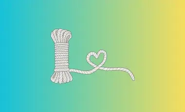 spool of macrame cord unraveling in the shape of a heart