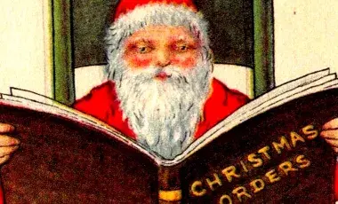 santa reading a book