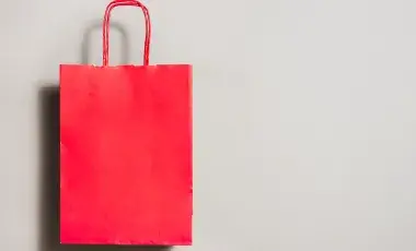 red holiday gift bag