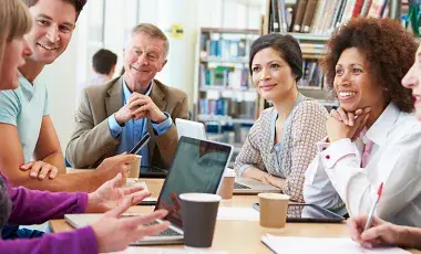 Adults at a book club