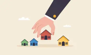Graphic of a hand picking up a tiny home