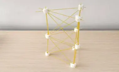 Tower made from spaghetti and marshmallows