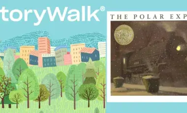 StoryWalk heading with image of Polar Express picture book cover. 