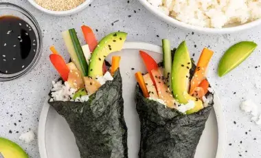 vegetable and rice wrapped in seaweed