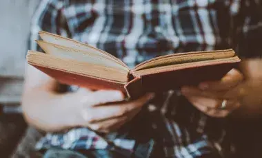 Book club plaid man reading