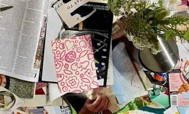 Collage of arts and crafts materials