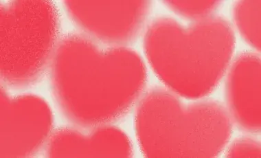Red and Pink Hearts against a White Background 
