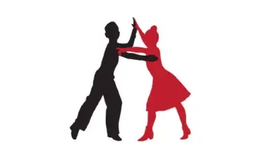 silhouettes of a man and woman dancing