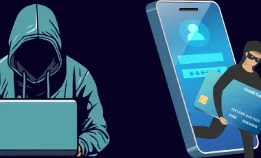 picture of a technology thief stealing your information.