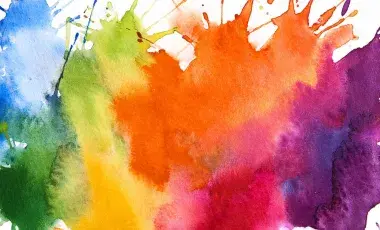 Splattered paint of every color of the rainbow. 