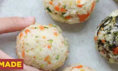 close up of korean rice balls