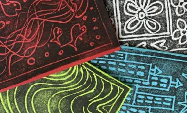 Colorful block printed art projects