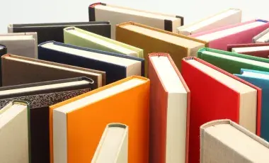 several books standing vertically