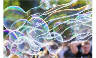 various shaped bubbles in the air