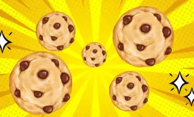Flying cookies on a yellow background